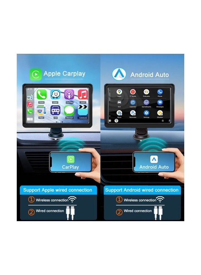 ماركة غير محددة - شاشة سيارة 7 بوصة محمولة لا سلكية  تدعم ابل كار بلاي و Android Auto اسود - Image 1