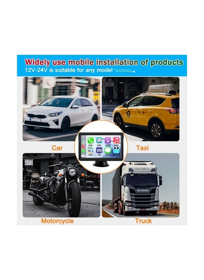 ماركة غير محددة - شاشة سيارة 7 بوصة محمولة لا سلكية  تدعم ابل كار بلاي و Android Auto اسود - Image 1