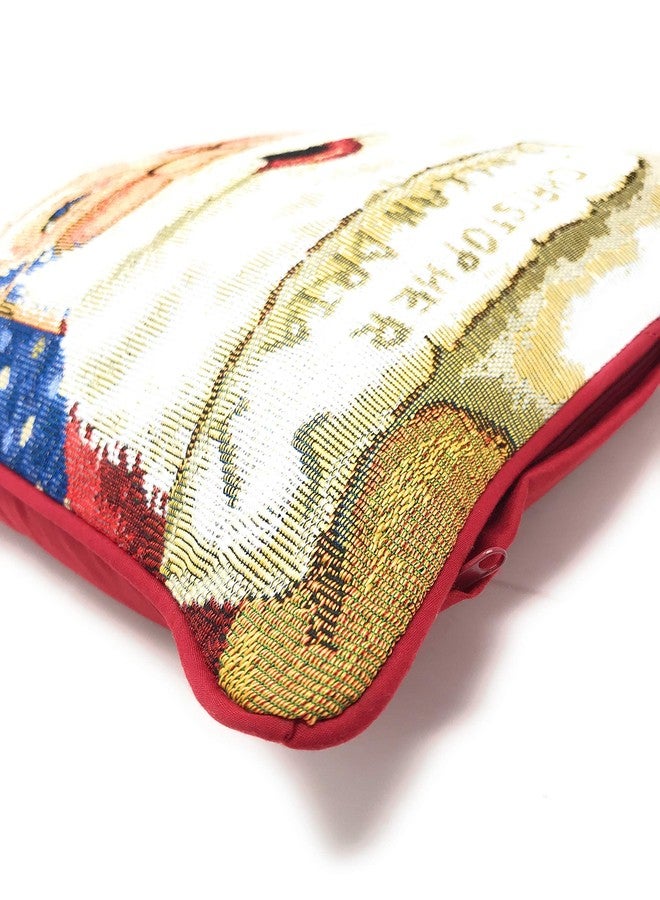 DaDa Bedding Tapestry Throw Pillow Cover - Naughty or Nice Santa Claus Vintage Style - Woven Festive Christmas Holiday Decorative Cushion Case - 16" x 16” - 1-Piece - Image 4