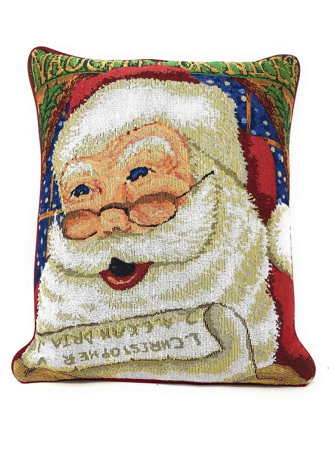 DaDa Bedding Tapestry Throw Pillow Cover - Naughty or Nice Santa Claus Vintage Style - Woven Festive Christmas Holiday Decorative Cushion Case - 16" x 16” - 1-Piece - Image 2