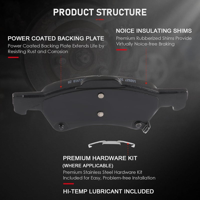 cciyu Ceramic Front Disc Brake Pad Set for Chrysler and Dodge Vehicles - 4pcs - Image 3
