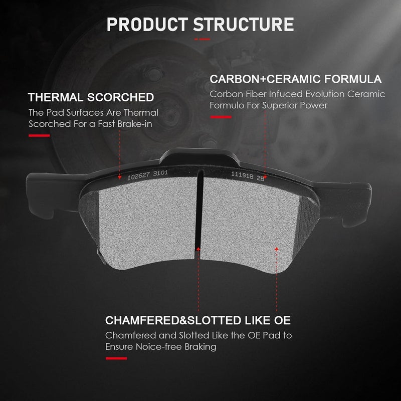 cciyu Ceramic Front Disc Brake Pad Set for Chrysler and Dodge Vehicles - 4pcs - Image 2