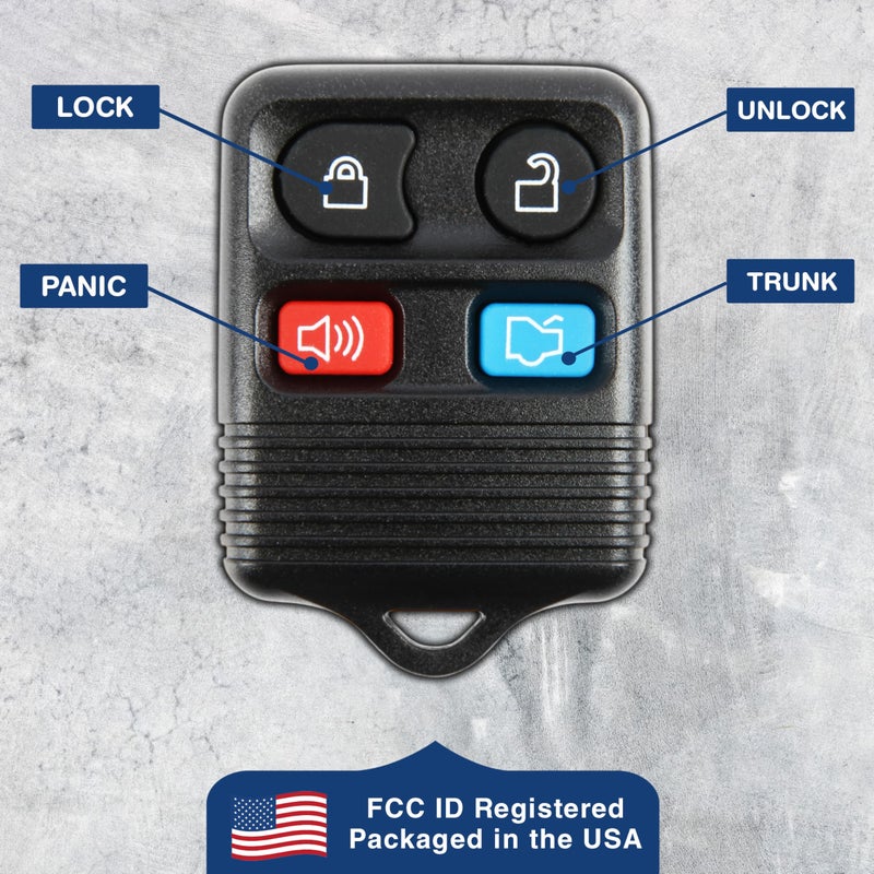 KeylessOption 2 KeylessOption Replacement Keyless Entry Remote Control Key Fob Clicker Transmitter - Black - Image 5