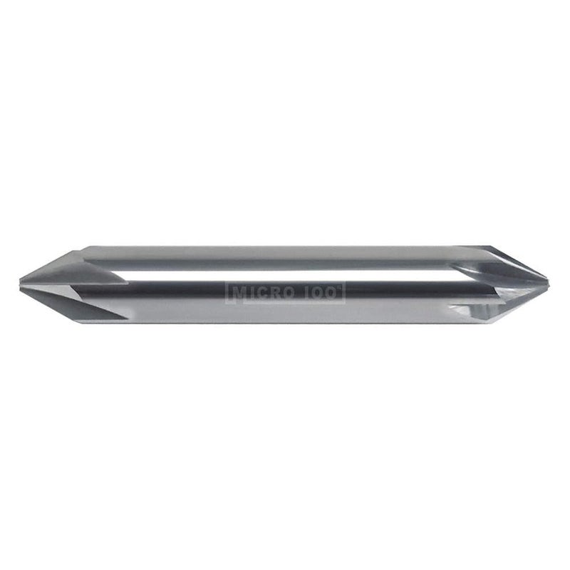 Micro 100 Store CS-500-082 Chamfer Cutter, 82° Included Angle, .080" Tip Dia, .242" LOC, 6 Fl, 1/2" Shank Dia, 3" OAL, Uncoated - Image 1