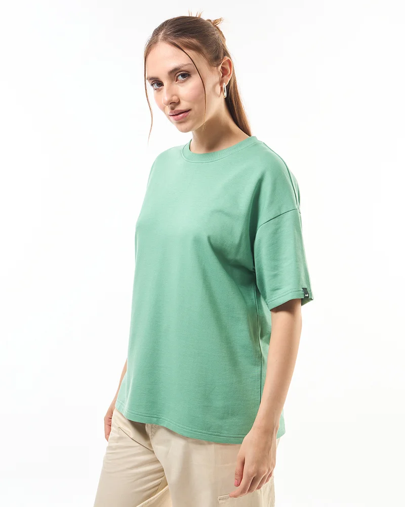 بيواكوف تيشيرت نسائي كبير الحجم بلون أخضر جرانيتي