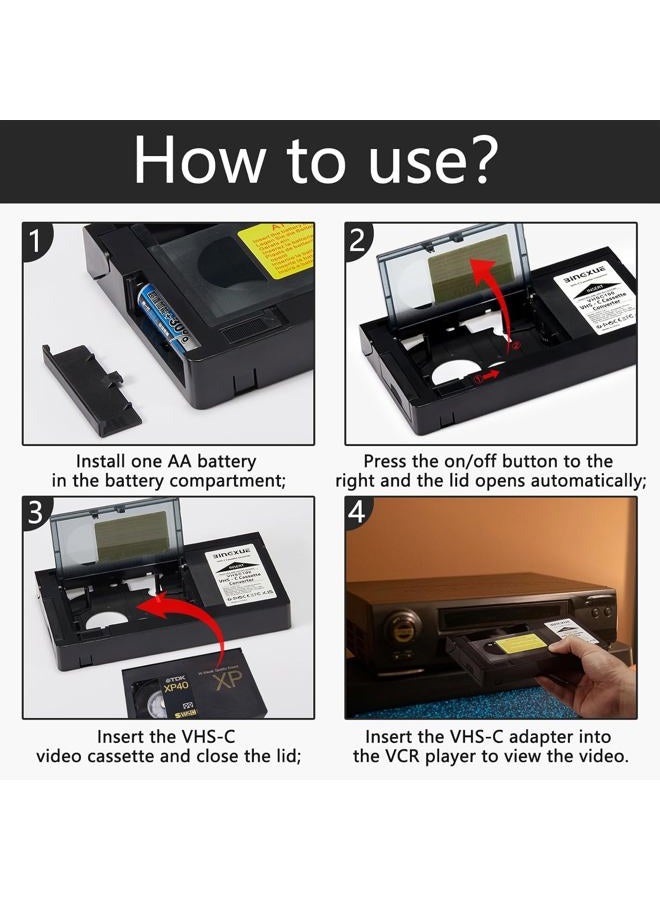 Bingxue محول شريط VHS C المحدث 2025، SVHS VHS-C إلى VHS، أشرطة VHSC 12 مم لكاميرات الفيديو مع محرك لمشغل VCR، مشغل أشرطة الفيديو وتحويل VHS إلى رقمي - Image 3
