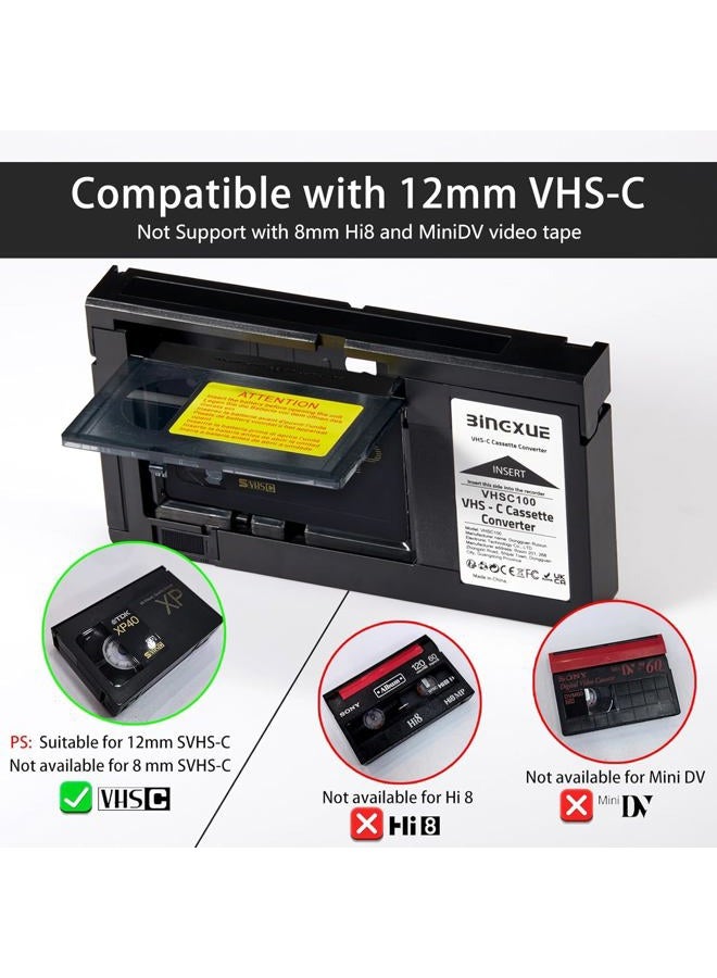 Bingxue محول شريط VHS C المحدث 2025، SVHS VHS-C إلى VHS، أشرطة VHSC 12 مم لكاميرات الفيديو مع محرك لمشغل VCR، مشغل أشرطة الفيديو وتحويل VHS إلى رقمي - Image 2