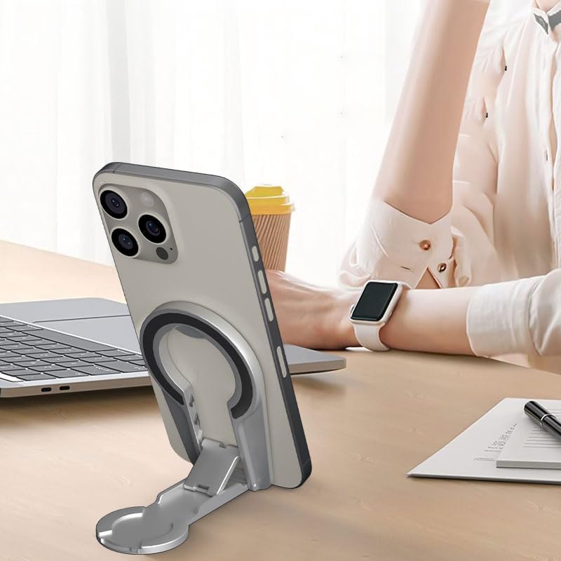 JZD 360° Rotating Magnetic Phone Stand,Adjustable Tilt & Height with Strong Metal Base - Image 3