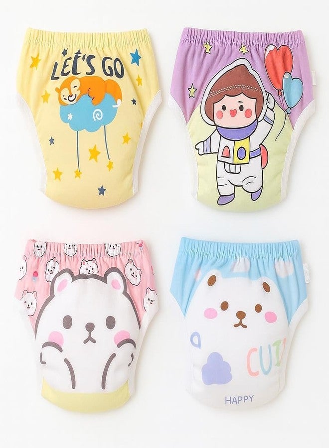 Dharmnirdosh Baby Diaper Pants,Potty Training Panties/Padded Underwear | Soft, Washable & Reusable Cotton Nappies for Boys & Girls | Multi Pattern Design | Multicolor | (2, Multicolor, 1-2 Y) - Image 1