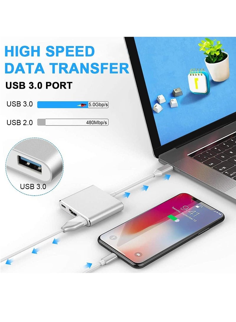 MIGOFAST USB C to HDMI Multiport Adapter,3-in-1 Type-C Hub with Thunderbolt 3 to HDMI 4K Output USB 3.0 Port PD Quick Charging Port Android Digital AV Adapter for MacBook Pro MacBook Air Projector Monitor - Image 3