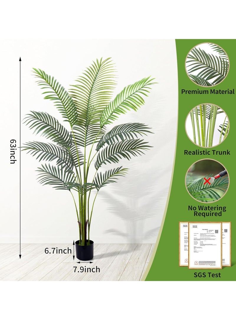 Artificial Areca Palm  Fake Plants Palm Tree -5FT Faux Tropical Palm Potted Dypsis Lutescens for Home Decor Office Housewarming Gift - Image 4