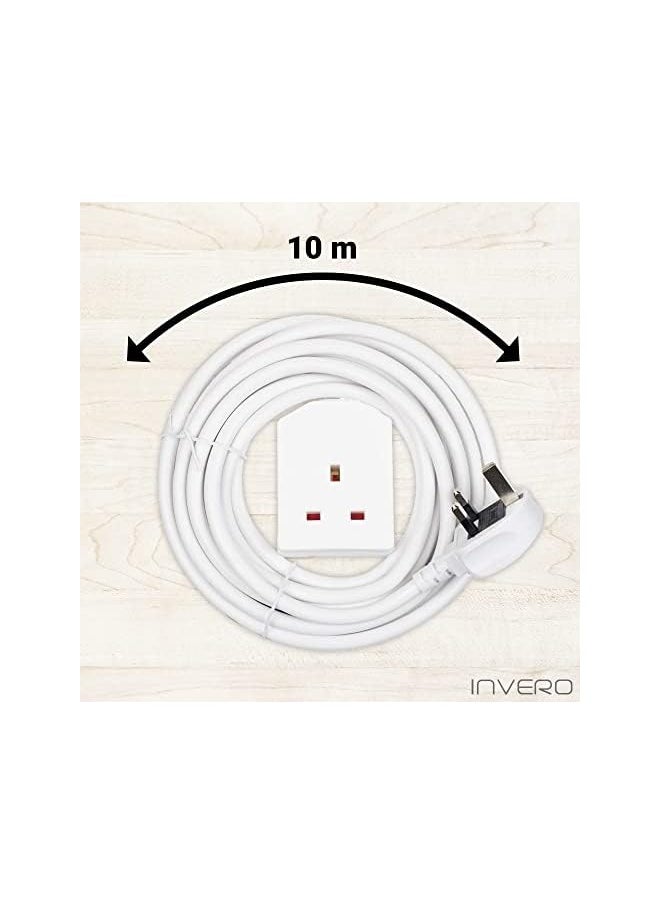 PROMASS promass 1 Way Gang Single Socket Power Mains Extension Lead Cable 10M Metre British Approved 13A Amps - White  - Image 2