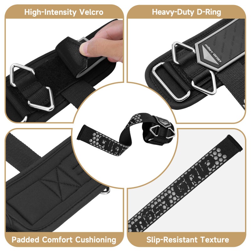 MOST GRIP Drip Glue Non-Slip Wrist Straps for Weightlifting, 2-in-1 Lifting Straps with D Rings for Cable Machine Workout, 10mm Neoprene Padded Wrist Wraps for Weight Lifting Deadlift - Image 5