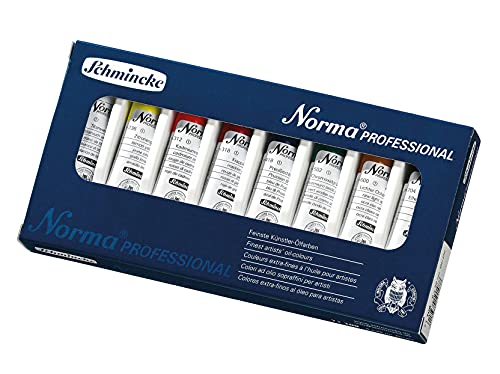 Schmincke Norma finest artist oil colors basic assortment 8 x 20 ml 71 108 097 cardboard set modern environmentally conscious formulated oil color oil painting - Image 1