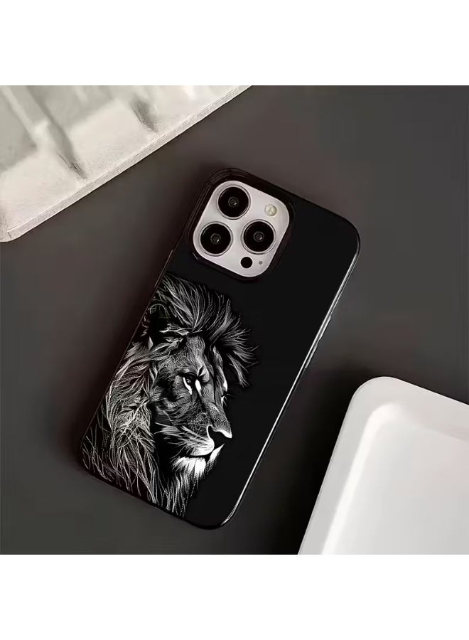 Temu A stylish lion-themed phone case with an attractive design, enhanced protection, and drop and shock resistance for both men and women. Compatible with Apple iPhone 16 Pro Max. - Image 2