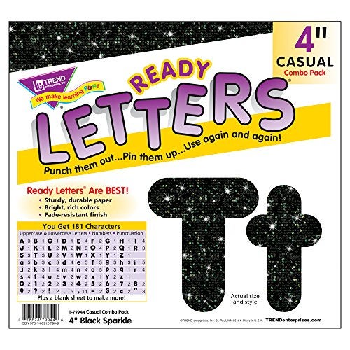 TREND enterprises, Inc. T-79944 Black Sparkle 4" Casual Combo Ready Letters - Image 3