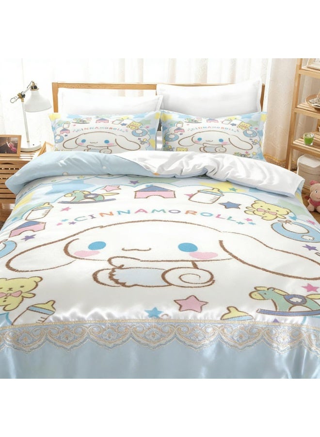 Sanrio Cartoon Sanrio Cinnamoroll 3-Piece Bedding Set Including Bedspread and Two Pillowcases (Bedspread Size 150cm x 200cm) - Image 4