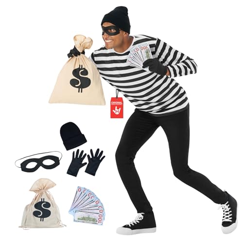 Morph Robber Costume Adults, Bandit Costume, Mens Cops and Robbers Halloween Costumes, Halloween Costumes For Men, X-Large - Image 1