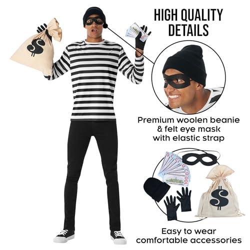 Morph Robber Costume Adults, Bandit Costume, Mens Cops and Robbers Halloween Costumes, Halloween Costumes For Men, X-Large - Image 4