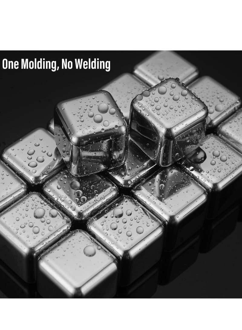 BABONA 12-Pack Reusable 304 Stainless Steel Ice Cubes with Clip & Tray for Tea, Drinks, Juices & Sodas - Image 3