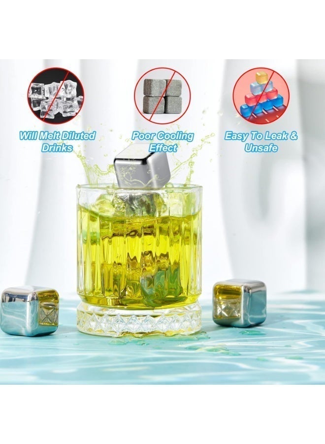 BABONA 12-Pack Reusable 304 Stainless Steel Ice Cubes with Clip & Tray for Tea, Drinks, Juices & Sodas - Image 2