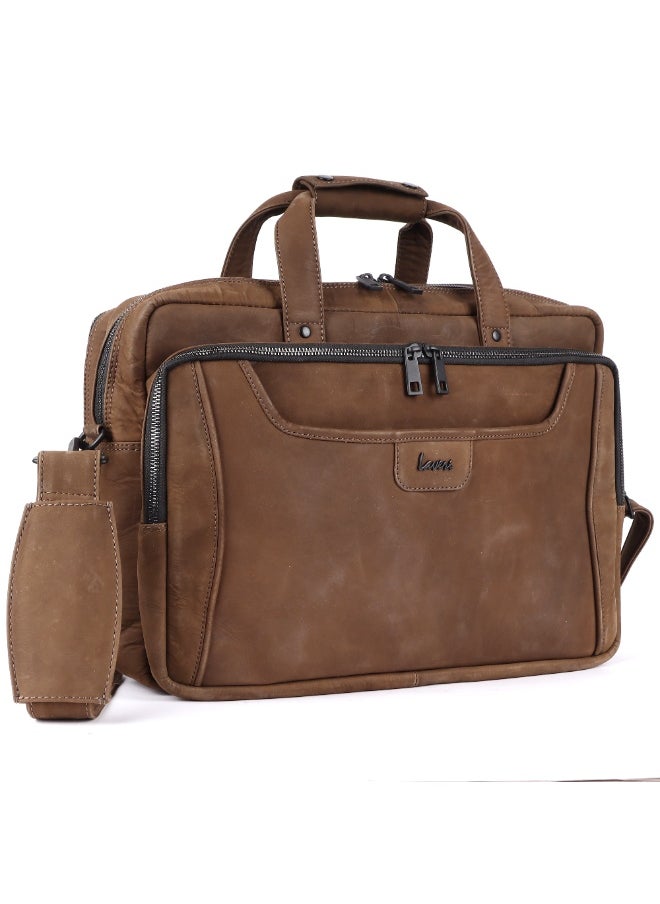 LAVERI LEATHER LAVERI Laptop Bag for Men - Leather Messenger Bag for Office - Fits up to 15 Inch Laptop - Shoulder Bag with Multiple Compartments - Executive Leather Bag for Work/Travel/Casual  - 2818  - Image 1