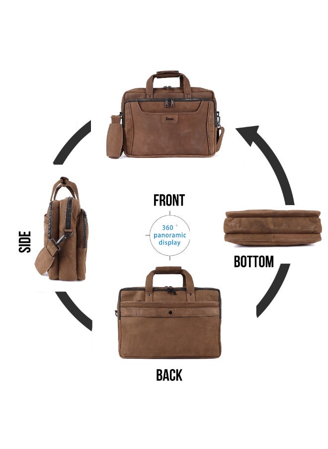 LAVERI LEATHER LAVERI Laptop Bag for Men - Leather Messenger Bag for Office - Fits up to 15 Inch Laptop - Shoulder Bag with Multiple Compartments - Executive Leather Bag for Work/Travel/Casual  - 2818  - Image 3