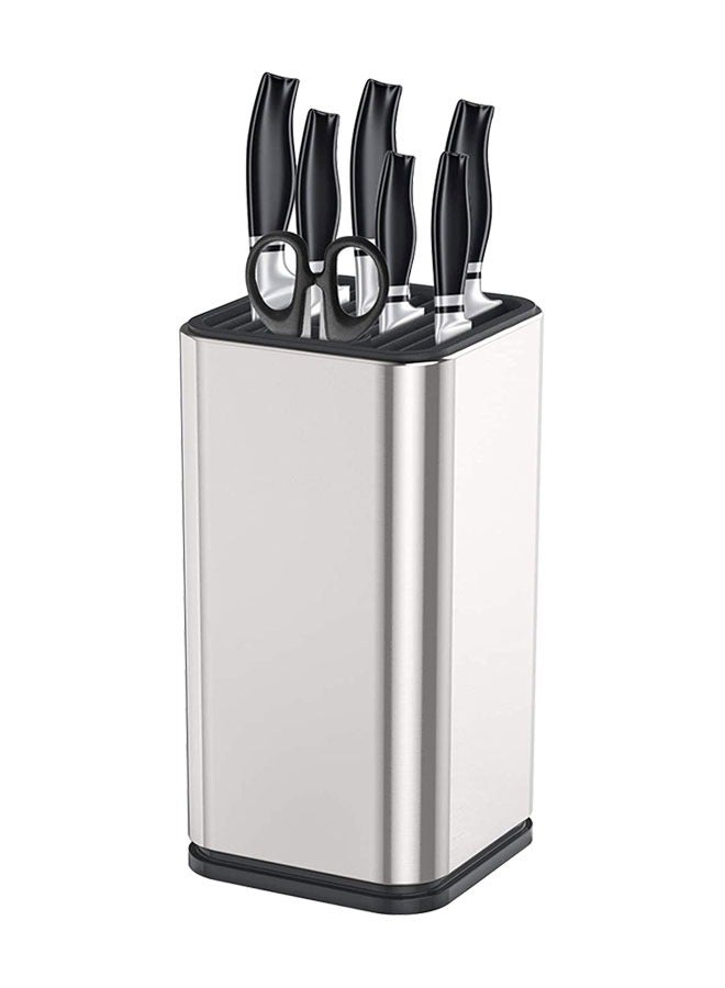 وهاواي Universal Knife Block Holder Stainless Steel Modern Rectangular Design with Scissors-Slot, Knife Holder Counter-top Storage, Holds 12 8”-Blade Knives, 23x11cm (knives not included) - Image 1