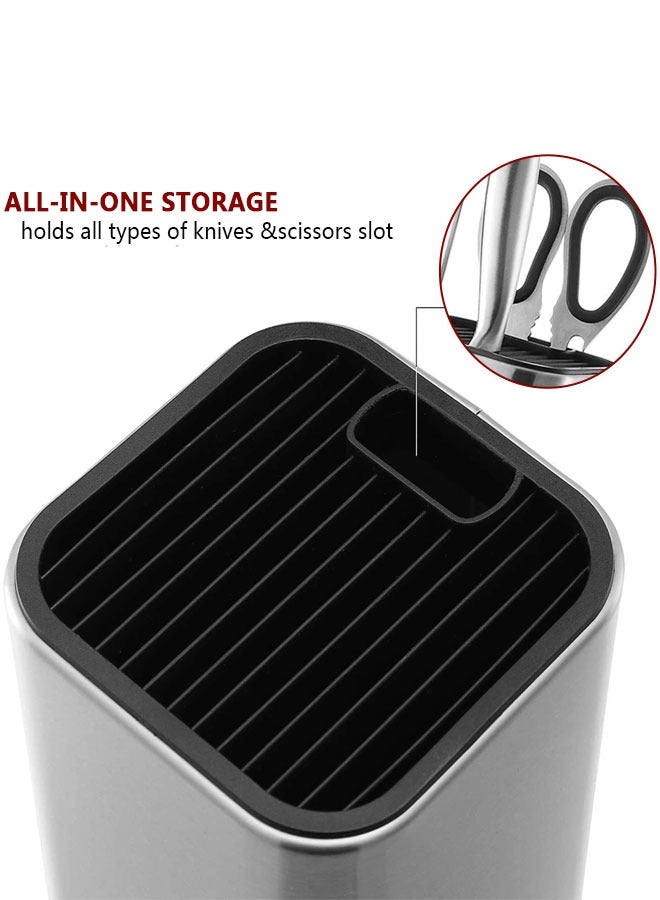 وهاواي Universal Knife Block Holder Stainless Steel Modern Rectangular Design with Scissors-Slot, Knife Holder Counter-top Storage, Holds 12 8”-Blade Knives, 23x11cm (knives not included) - Image 3
