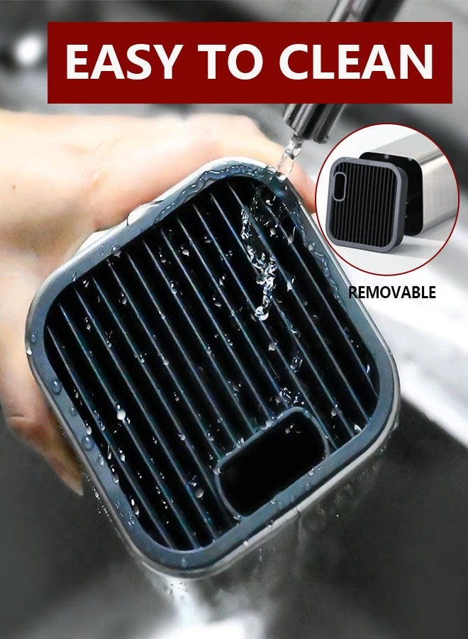 وهاواي Universal Knife Block Holder Stainless Steel Modern Rectangular Design with Scissors-Slot, Knife Holder Counter-top Storage, Holds 12 8”-Blade Knives, 23x11cm (knives not included) - Image 5