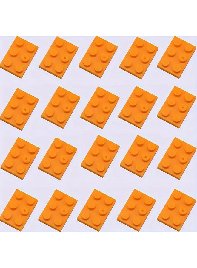 Orange Building Blocks Set 20pcs 2x3 Low Wall Bricks For DIY Garden Scenes - Image 1