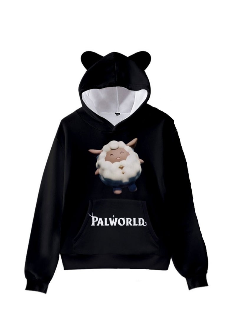 Palworld Phantom Beast Pallu 3D Digital Printing Cat Ears Hooded Sweatshirt - Image 1
