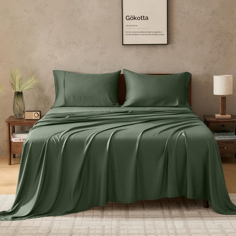 GOKOTTA King Size Sheets SetBreathable Soft Sheets King Size16 Pocket King Sheet with Elastic Corner StrapsMoisture WickingDouble Stitching