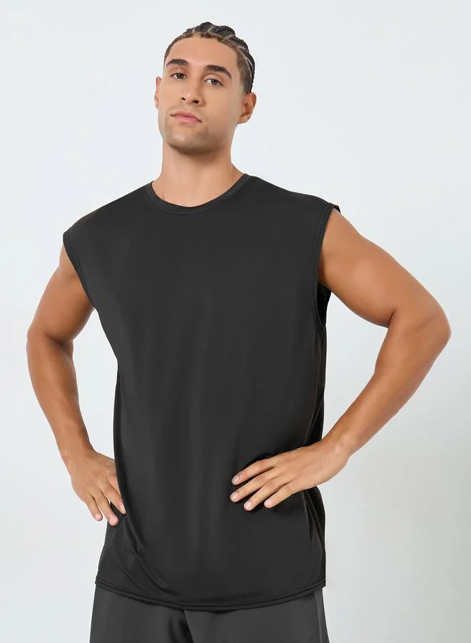 ستايلي اكتيف تانك رياضي بقصة عادية سريع الجفاف مع لوحات شبكية