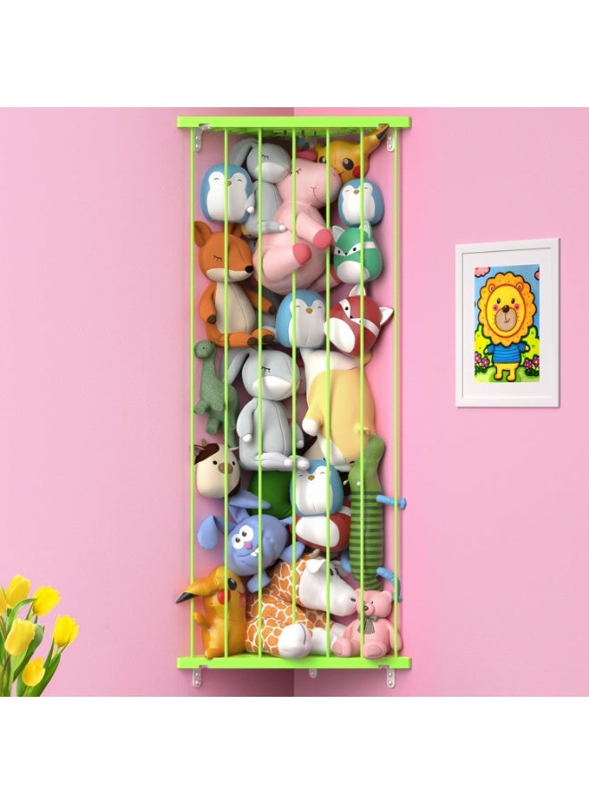 Befayoo Stuffed Animal Storage Shelf Organizer(Patented) - Corner Stuffed Animal Holder Length Adjustable - Wall Plush Storage for Nursery Playroom Bedroom Kids Room (Green, Standard) - Image 4