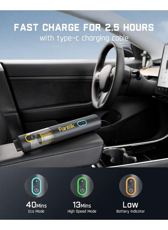 Fanttik Slim V8 Apex Car Vacuum, 4-in-1 Portable Mini Cordless Vacuum with 19000pa Suction Power, Type-C Charge, 2 Suction Modes, Handheld Vacuum for Car, Office Desk, Keyboards (Gray) - Image 3