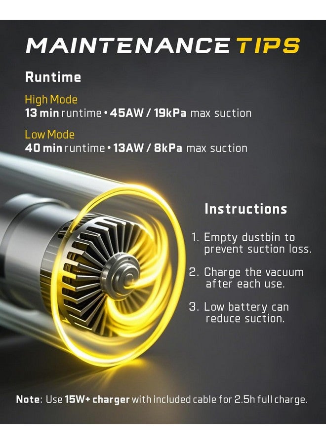 Fanttik Slim V8 Apex Car Vacuum, 4-in-1 Portable Mini Cordless Vacuum with 19000pa Suction Power, Type-C Charge, 2 Suction Modes, Handheld Vacuum for Car, Office Desk, Keyboards (Gray) - Image 4