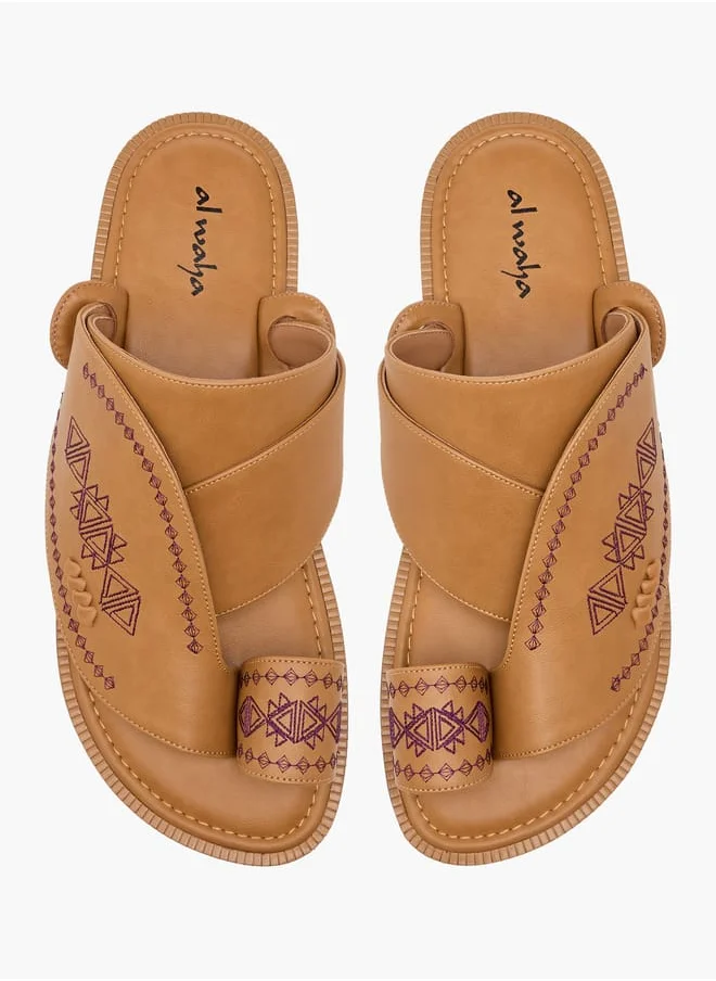 Al Waha Men Embroidered Slip-On Arabic Sandals