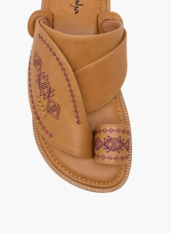 Al Waha Men Embroidered Slip-On Arabic Sandals