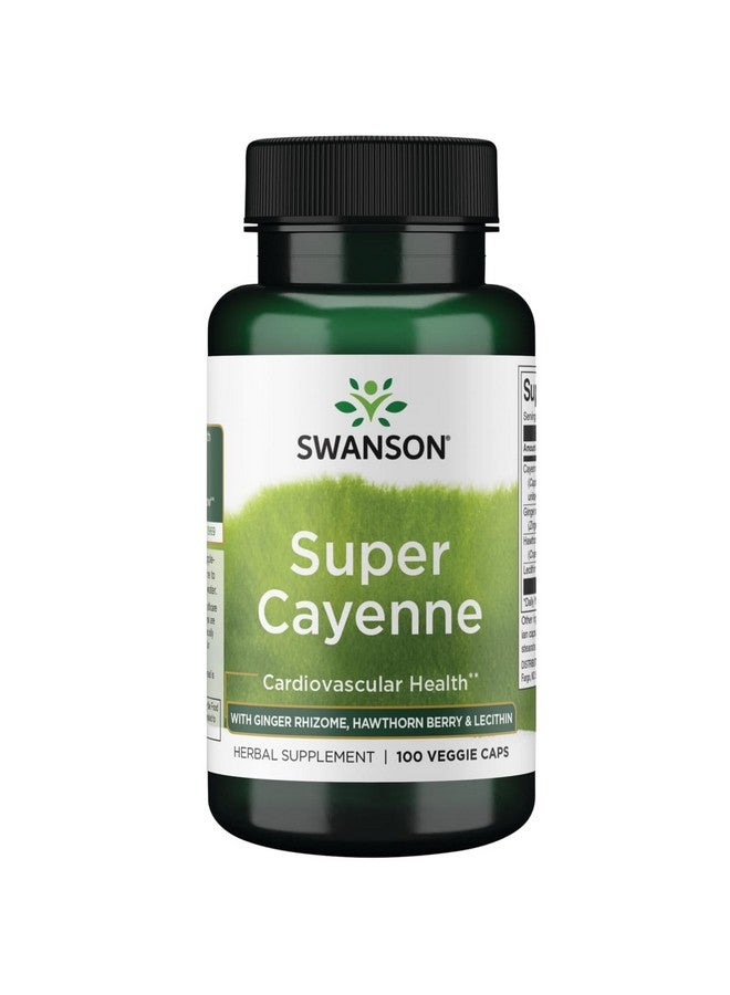 Swanson Super Cayenne - with Ginger Rhizome, Hawthorn Berry & Lecithin 100 Veg Caps - Image 1