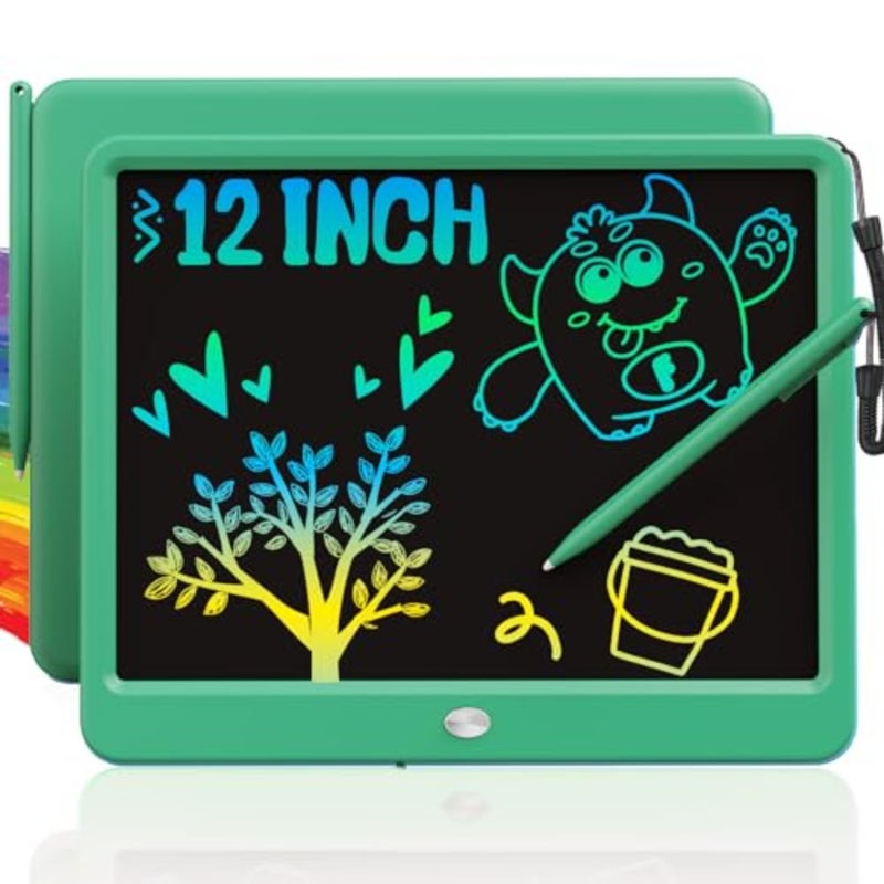 LCD Writing Tablet for:12 Inch Erasable Doodle Board, Green, Reusable Drawing Pad for Outdoor Travel, Board Games, and Gifts - Image 1