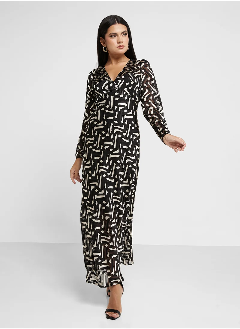 فرنش كونكشن Printed Satin Dress