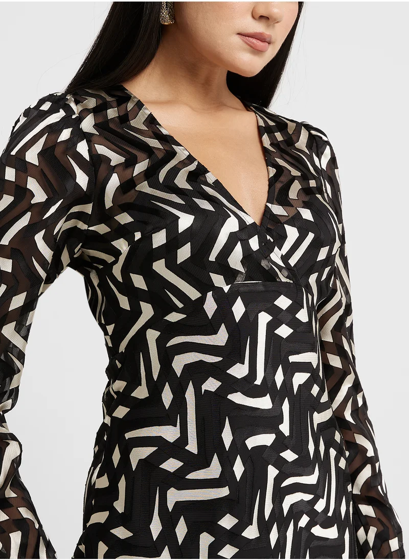 فرنش كونكشن Printed Satin Dress