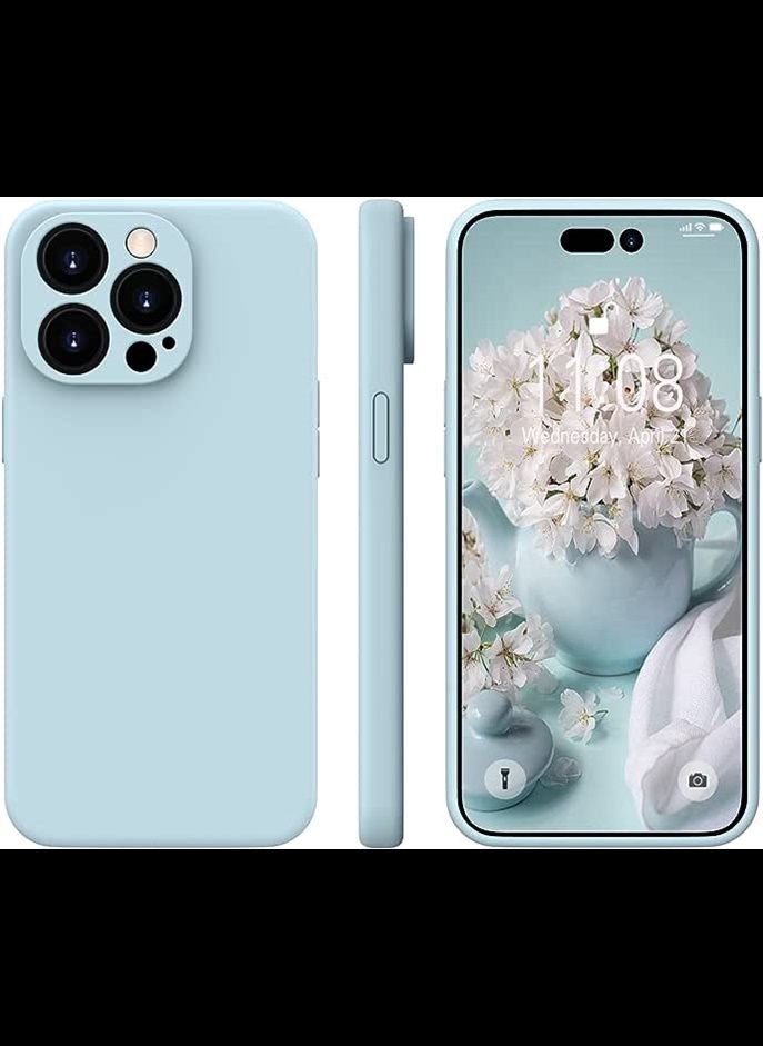 HuHa - WXX iPhone 14 Pro 6.1-inch Case Liquid Silicone Slim Cover [Shockproof] [Anti-Scratch] [Anti-Drop] [Camera Protection] Designed for iPhone 14 Pro Phone Case - Light Blue - Image 1