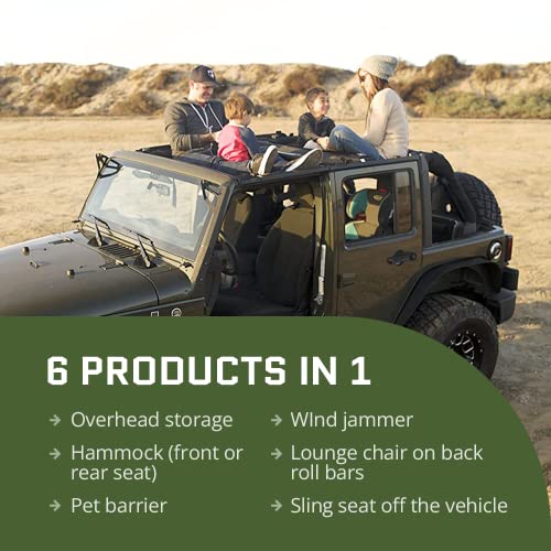 U Jammock Jammock Heavy Duty Hammock for Wrangler & Bronco - Roof Cargo Net Rated for 350 pounds, Windjammer & Hammock Accessory Compatible with Jeep Wranglers, Gladiators, & Ford Broncos - Image 3