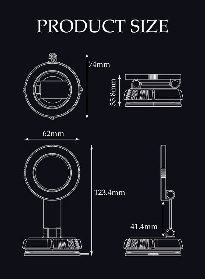 DUNISO Vacuum Magnetic Phone Holder 360° Rotation Magnetic Phone Mount Foldable Magnetic Car Phone Holder Portable Adjustable Suction Cup Vacuum Phone Stand - Image 4