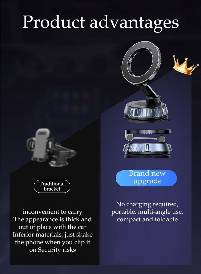 DUNISO Vacuum Magnetic Phone Holder 360° Rotation Magnetic Phone Mount Foldable Magnetic Car Phone Holder Portable Adjustable Suction Cup Vacuum Phone Stand - Image 5