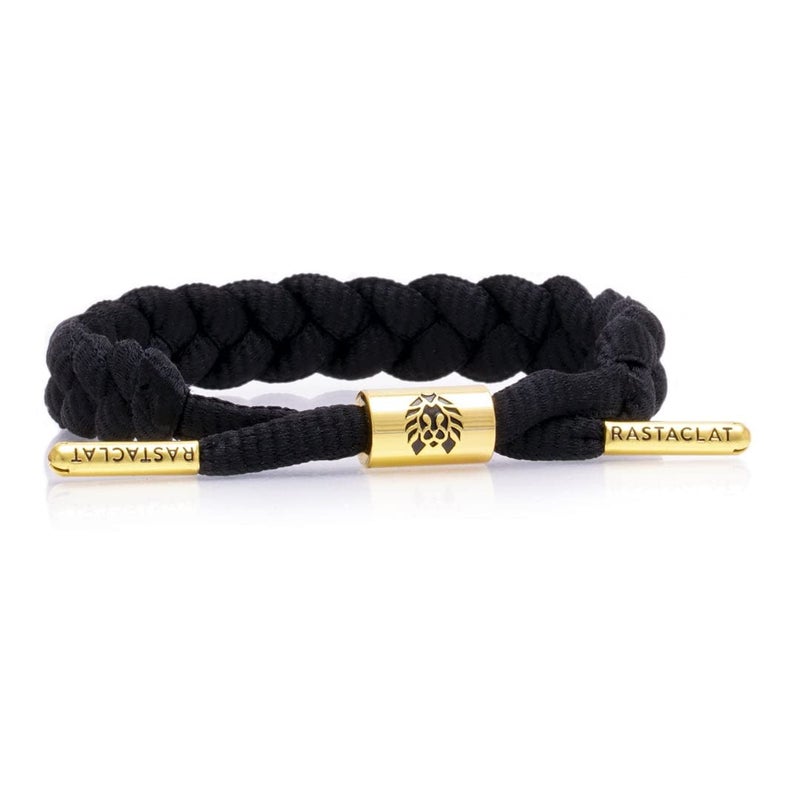Rastaclat Braided Bracelet for Men and Women - Onyx II Black/Gold Bracelet | Adjustable Stackable Bracelet Braided by Hand (Small/Medium) - Image 1