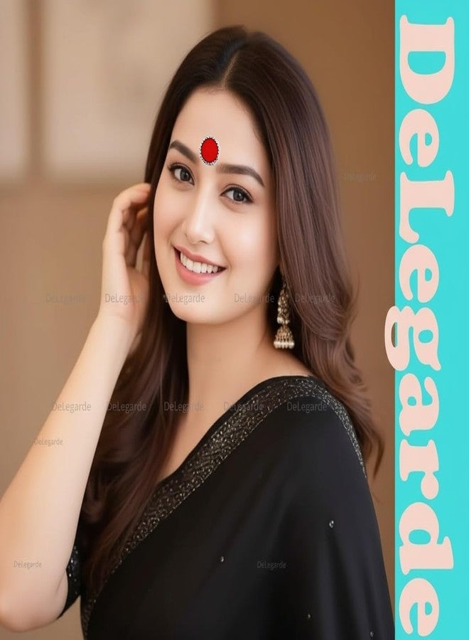 DeLegarde Multi Color Large Bindi with Shiny Rhinestones Outline, Velvet Finish, Self Adhesive Bindis for Women, Big Size, - Image 2