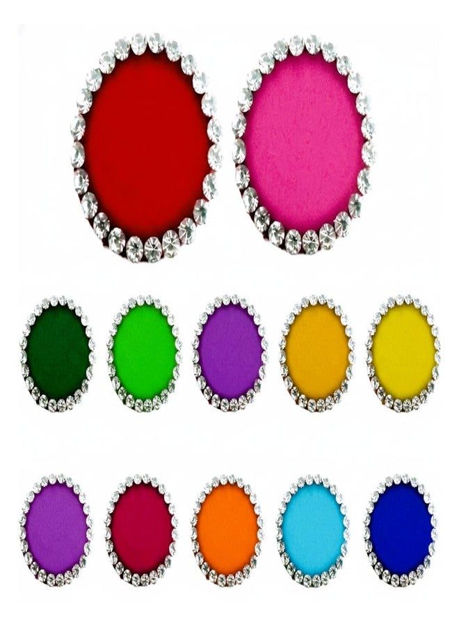 DeLegarde Multi Color Large Bindi with Shiny Rhinestones Outline, Velvet Finish, Self Adhesive Bindis for Women, Big Size, - Image 1